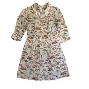 Beach Bash Dress Womens Xsmall 3/4 Sleeve Car Motiff Collar Pin Up 50’s inspired